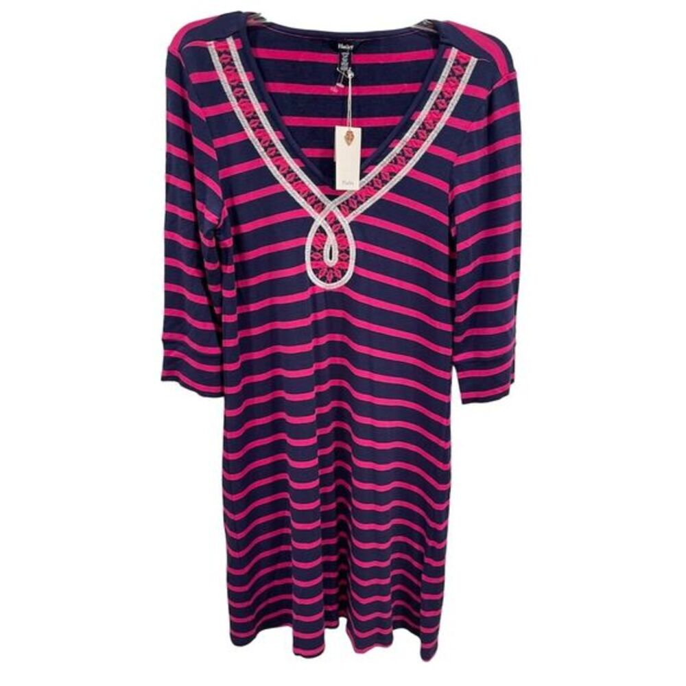 Hatley Elsie Dress Women's S Multicolor Striped Knee Length Casual 3/4 Sleeve